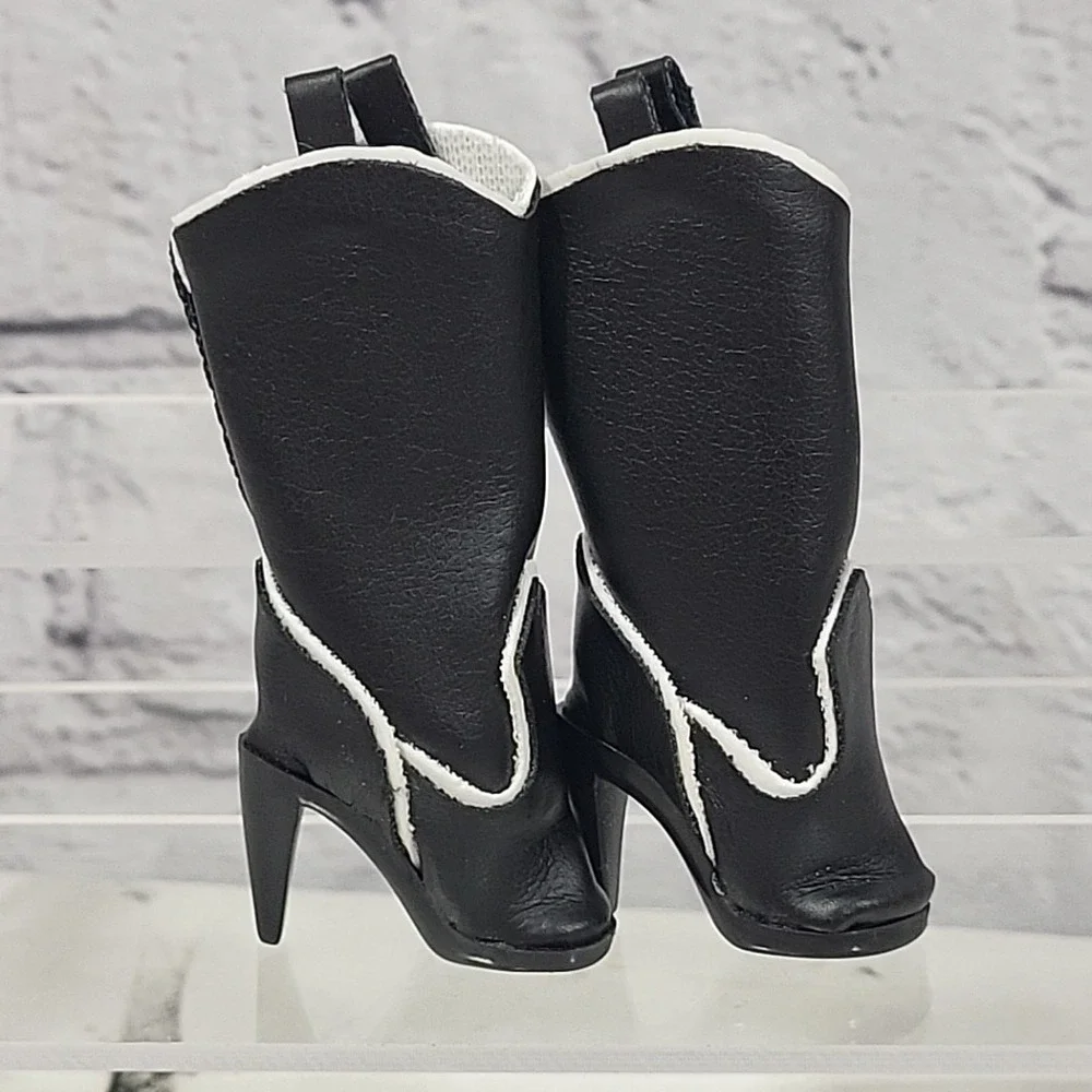 Vintage Ashton‎ Drake Gene Marshall Shoes Black Faux Leather Boots Heels
